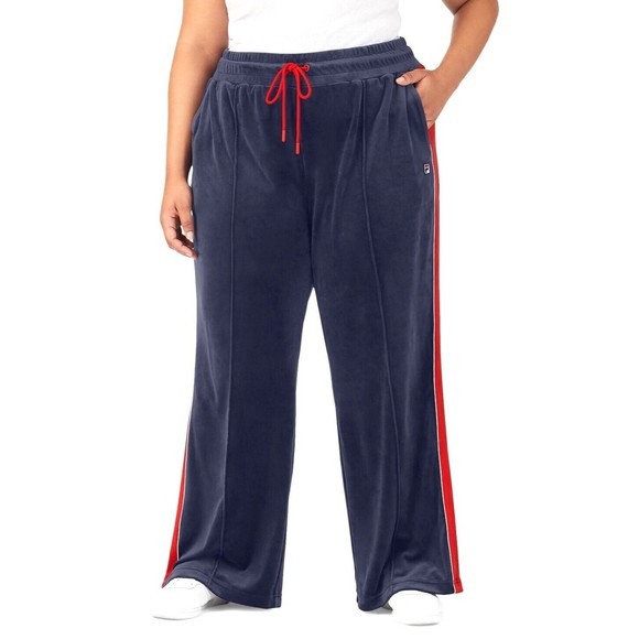 Fila Women's Plus Size Valery Mid-Rise Drawstring Velour Track Pants 1X, 2X, 3X - Picture 1 of 2